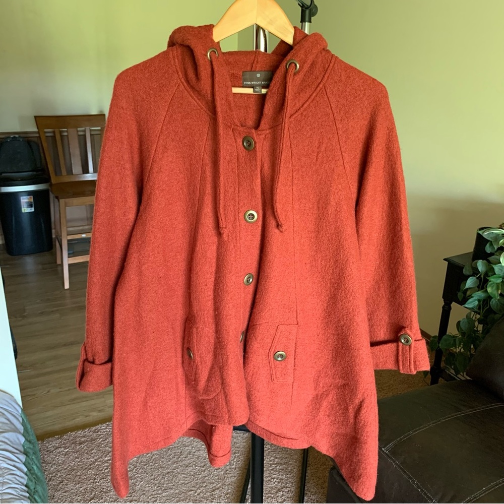 Fenn Wright Manson 100% Wool Orange Jacket Coat XL